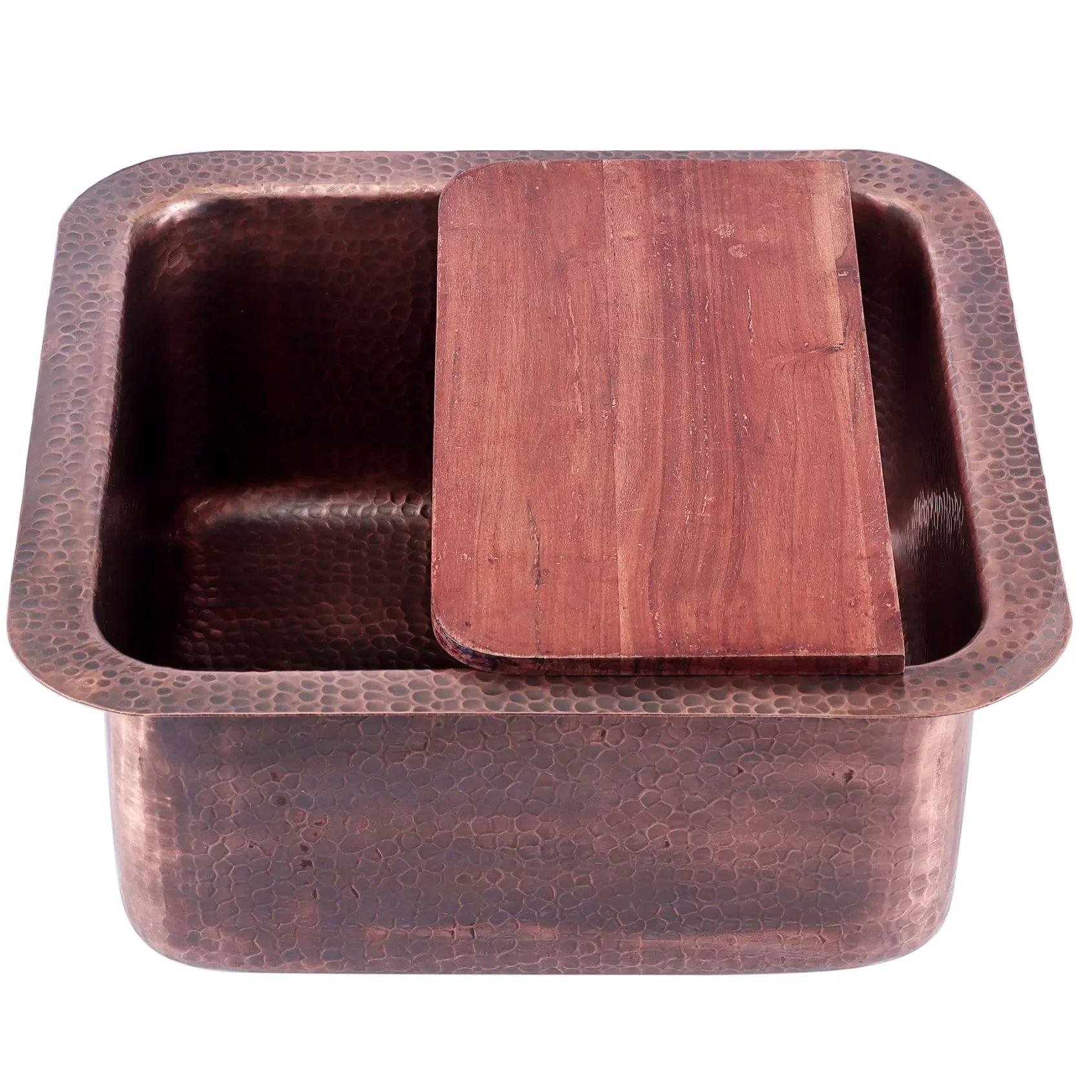 Nantucket Sinks Brightwork Home 17" Square Copper Bar/Prep Sink with Accessories, 16 Gauge, SQRC-7PS