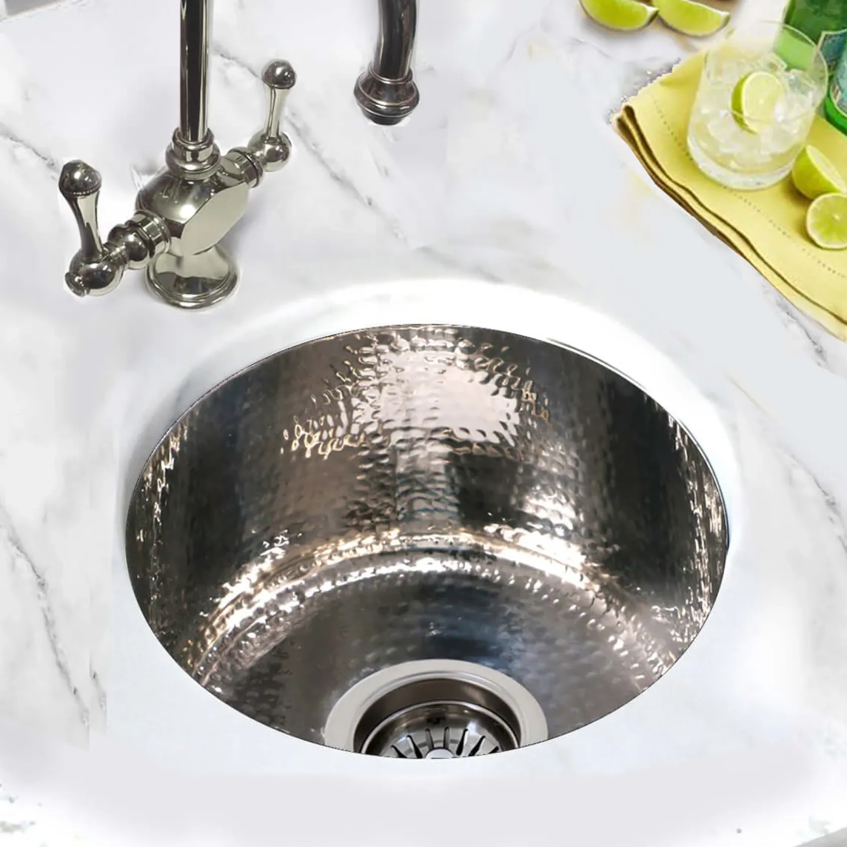 Nantucket Sinks Brightwork Home 15" Round Stainless Steel Bar/Kitchen Sink, 18 Gauge, RS15-SS