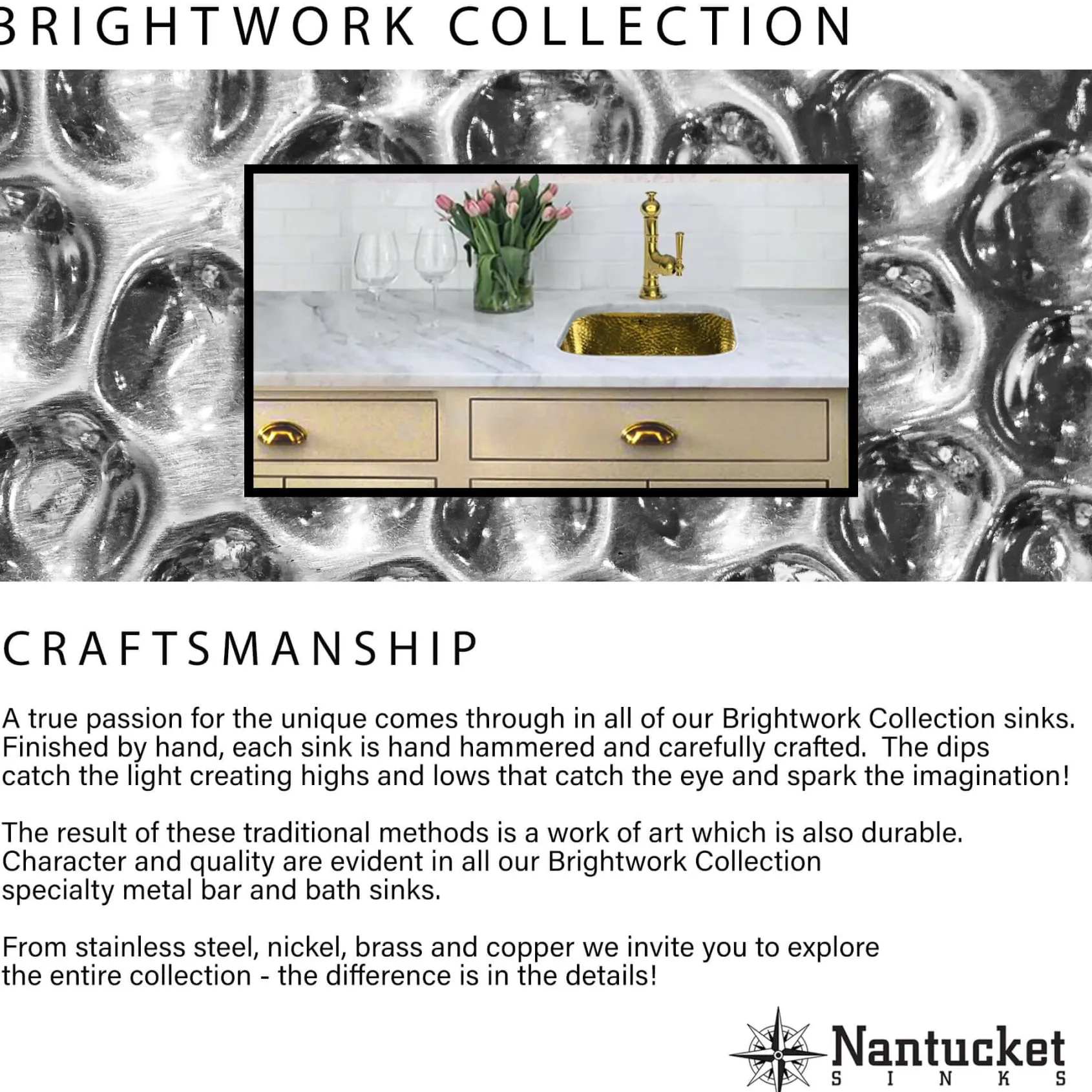 Nantucket Sinks Brightwork Home 13" Stainless Steel Bathroom Sink, ROS-OF