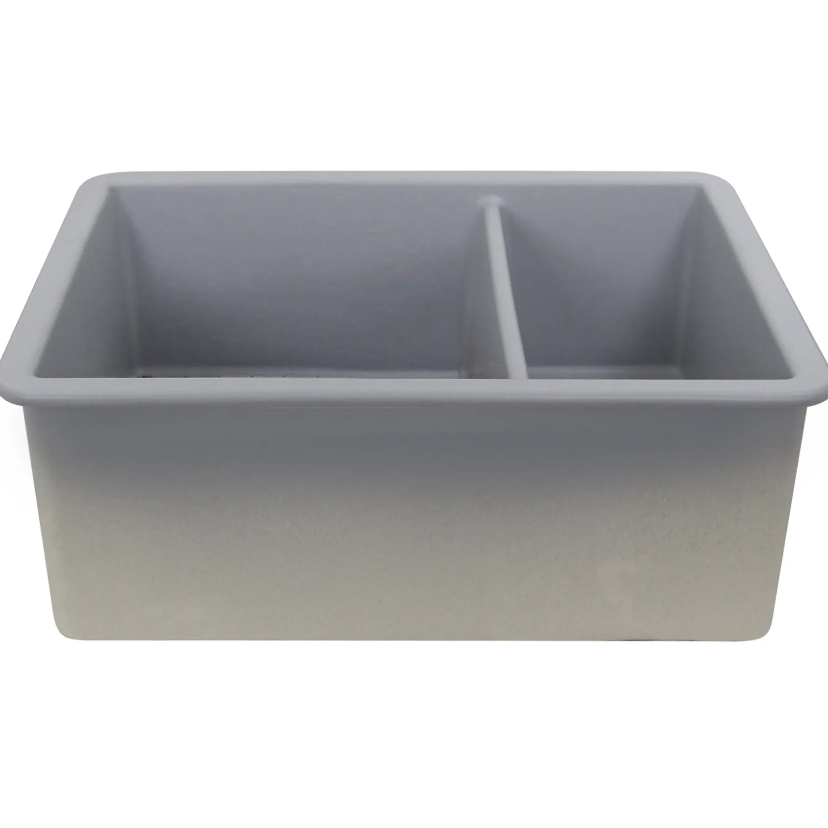 Nantucket Sinks Island 24" Dual Mount Fireclay Kitchen Sink with Accessories, 67/33 Double Bowl, Matte Grey, ISFC24x18GR-DB2