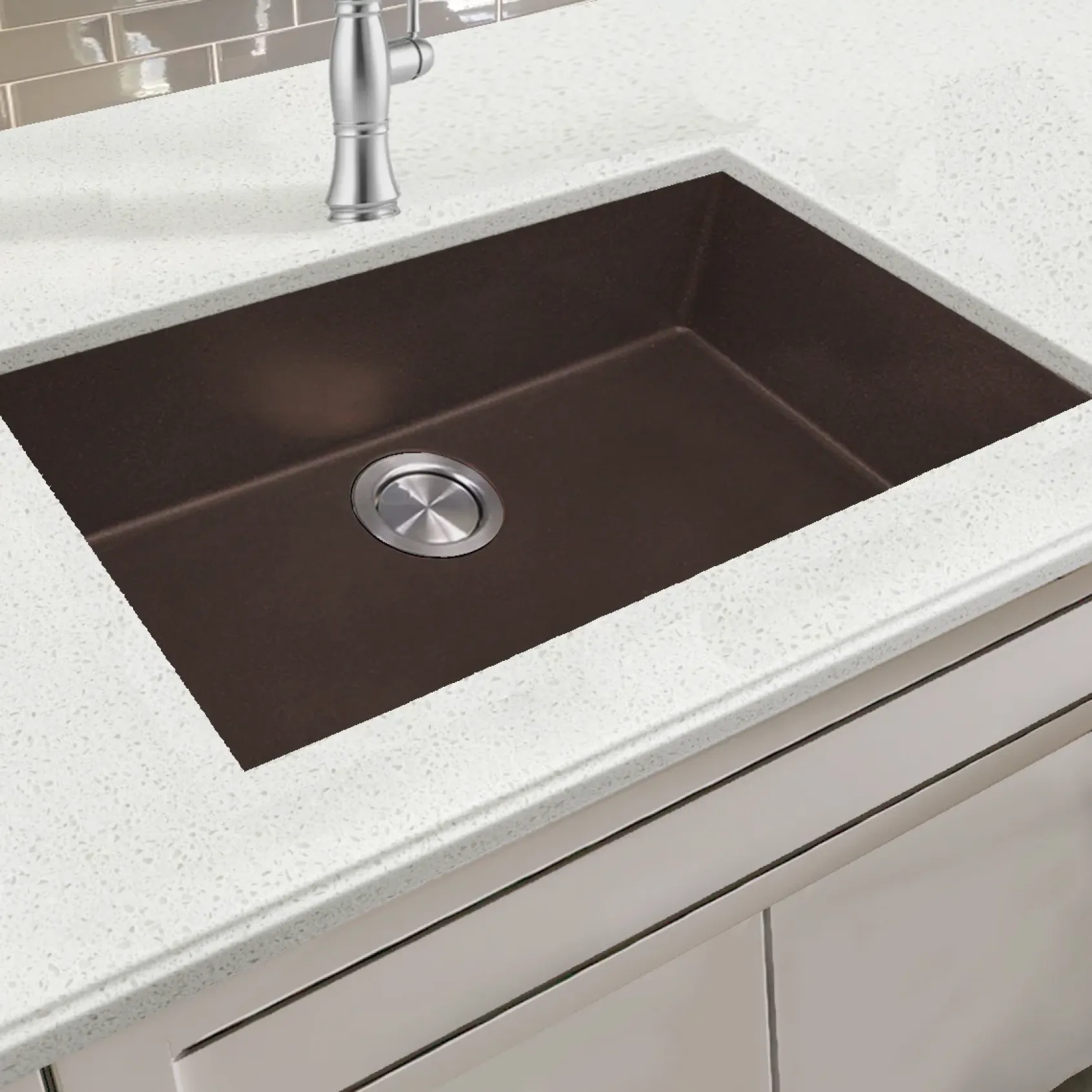 Nantucket Sinks Plymouth 33" Granite Composite Kitchen Sink, Brown, PR3322-DM-BR
