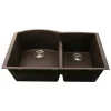 Nantucket Sinks Plymouth 33" Granite Composite Kitchen Sink, 60/40 Double Bowl, Brown, PR6040-BR-UM