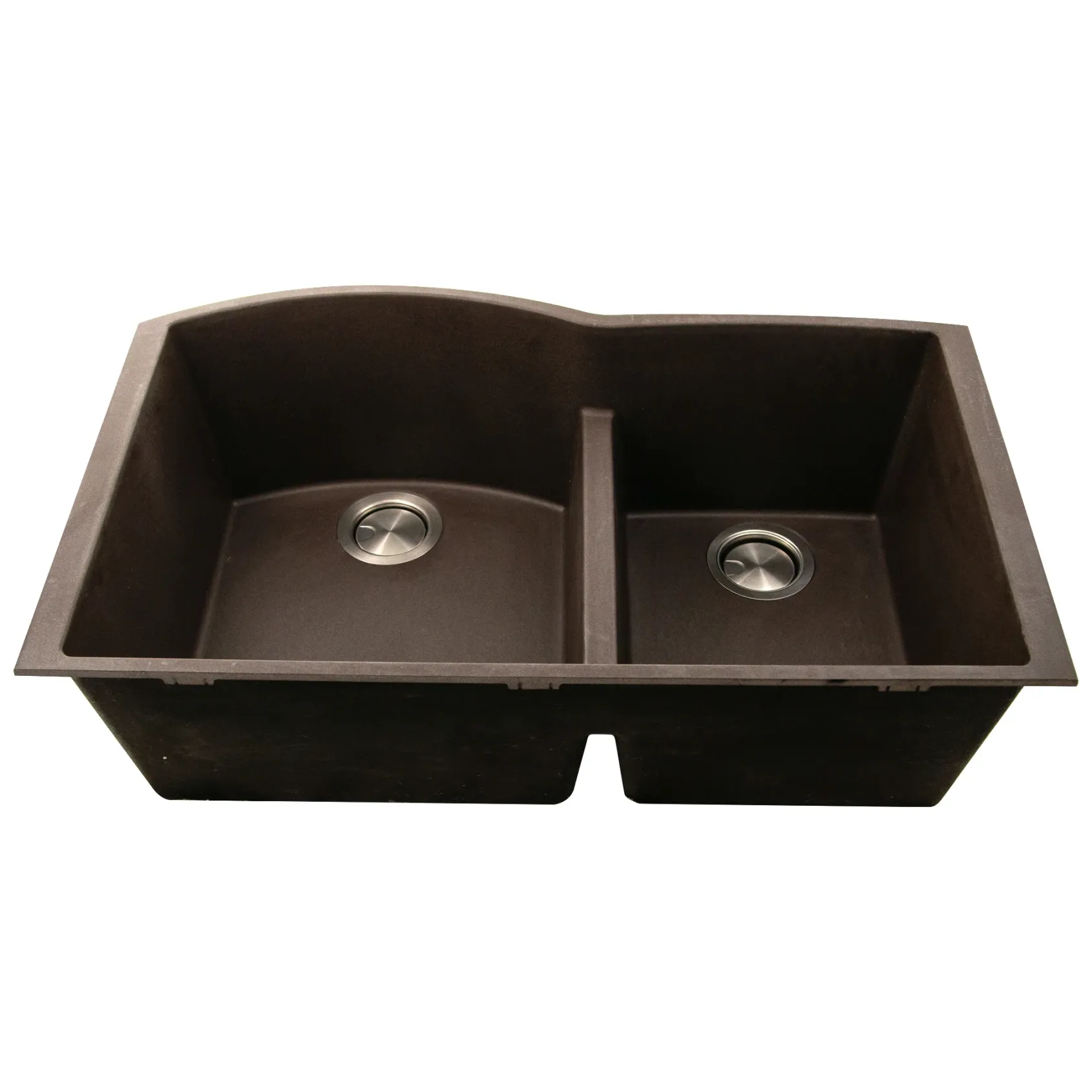 Nantucket Sinks Plymouth 33" Granite Composite Kitchen Sink, 60/40 Double Bowl, Brown, PR6040-BR-UM