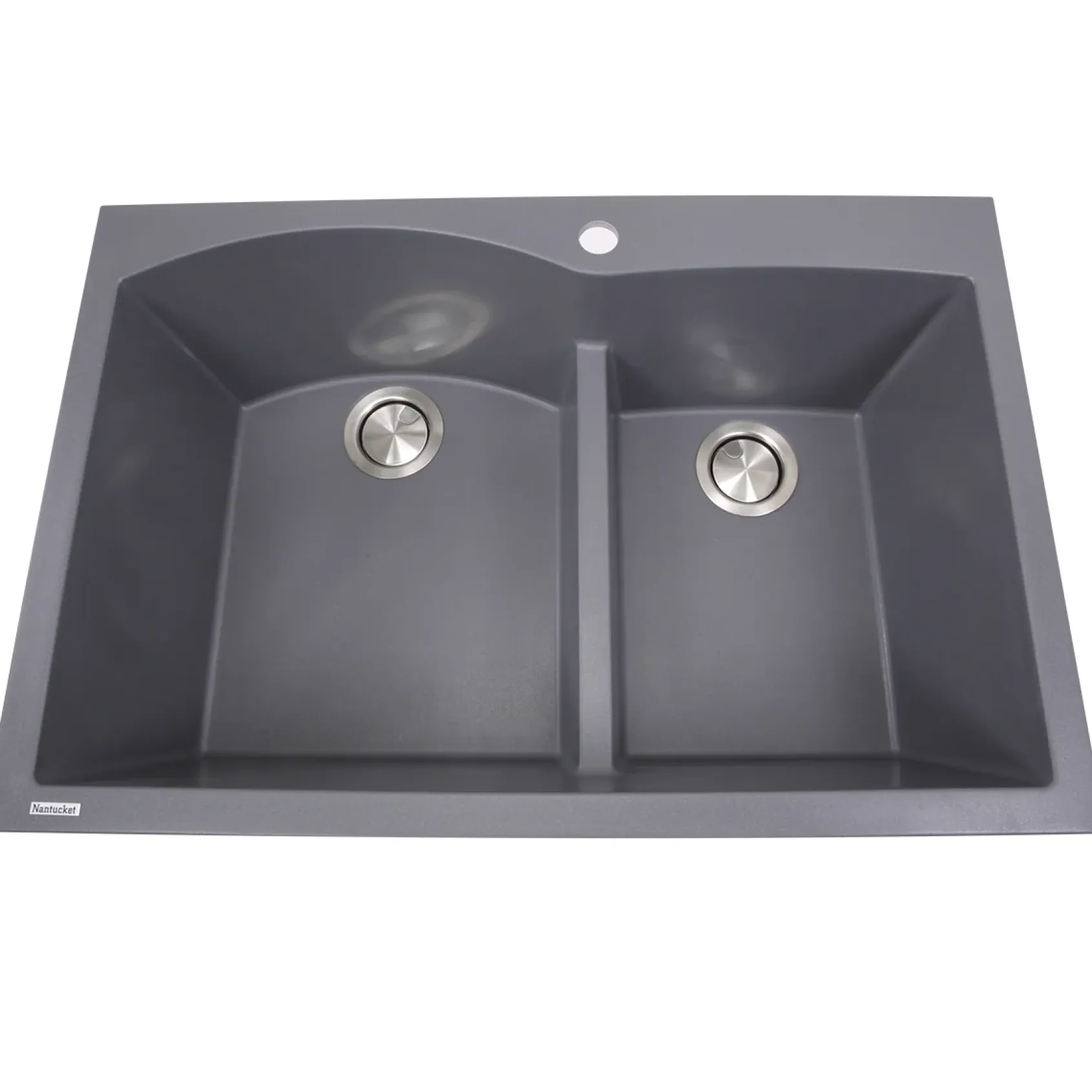 Nantucket Sinks Plymouth 33" Granite Composite Kitchen Sink, 60/40 Double Bowl, Titanium, PR6040-TI