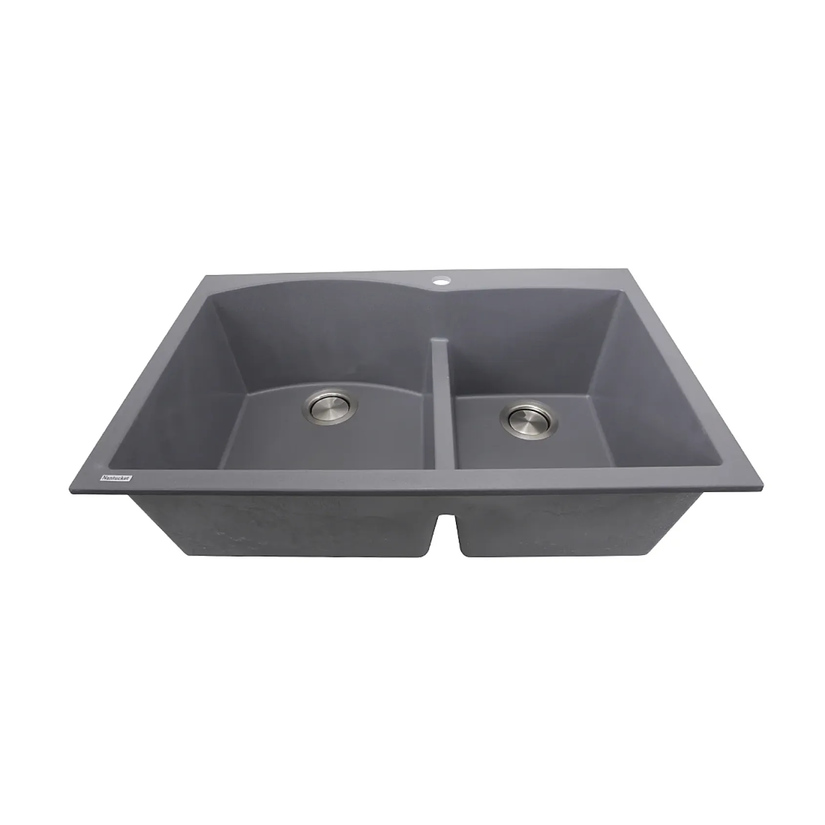 Nantucket Sinks Plymouth 33" Granite Composite Kitchen Sink, 60/40 Double Bowl, Titanium, PR6040-TI