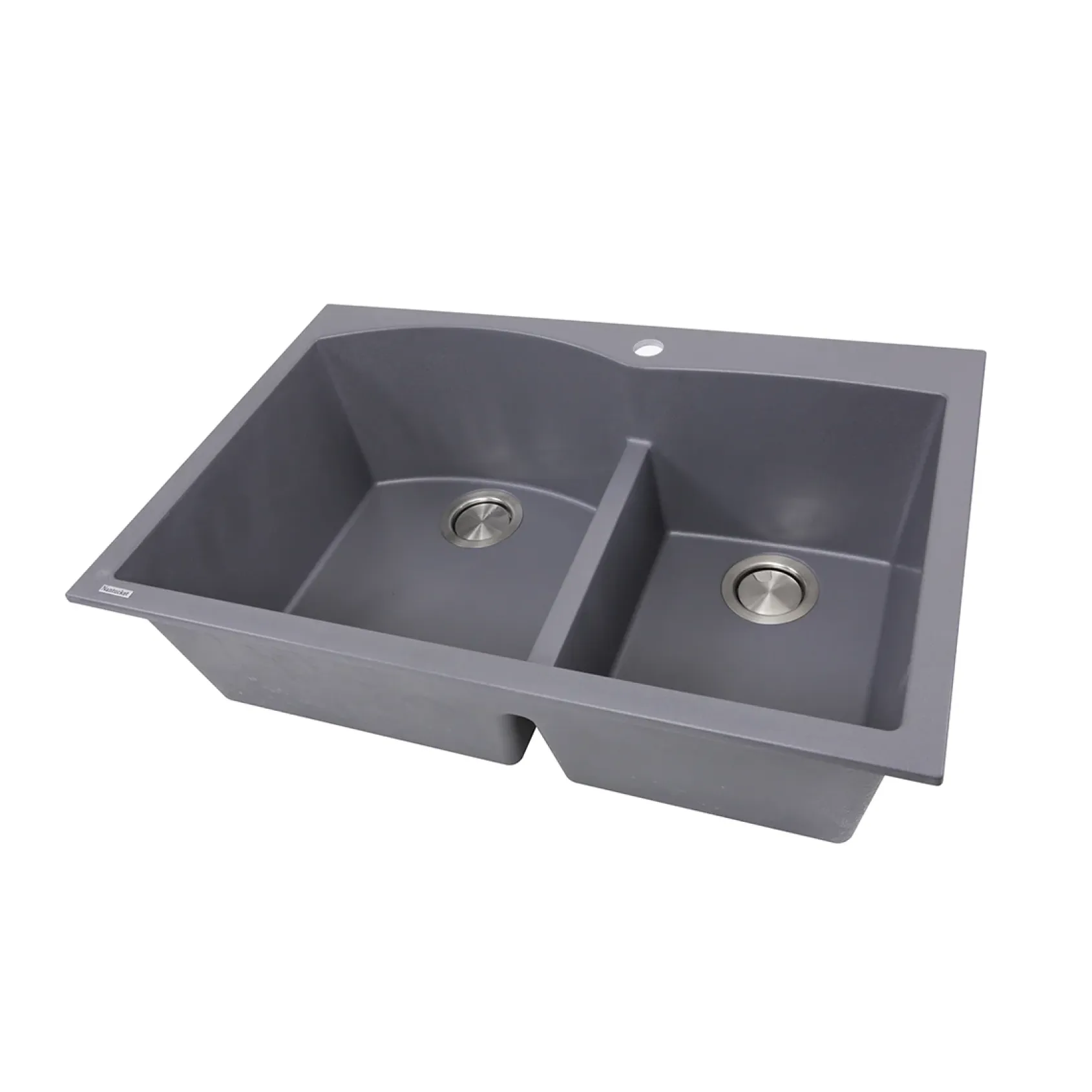 Nantucket Sinks Plymouth 33" Granite Composite Kitchen Sink, 60/40 Double Bowl, Titanium, PR6040-TI
