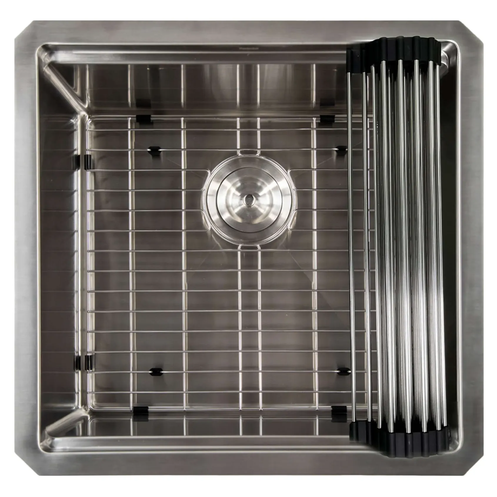 Nantucket Sinks Pro Series 19" Square 304 Stainless Steel Bar/Kitchen Sink with Accessories, 16 Gauge, SR-PS-1919-16