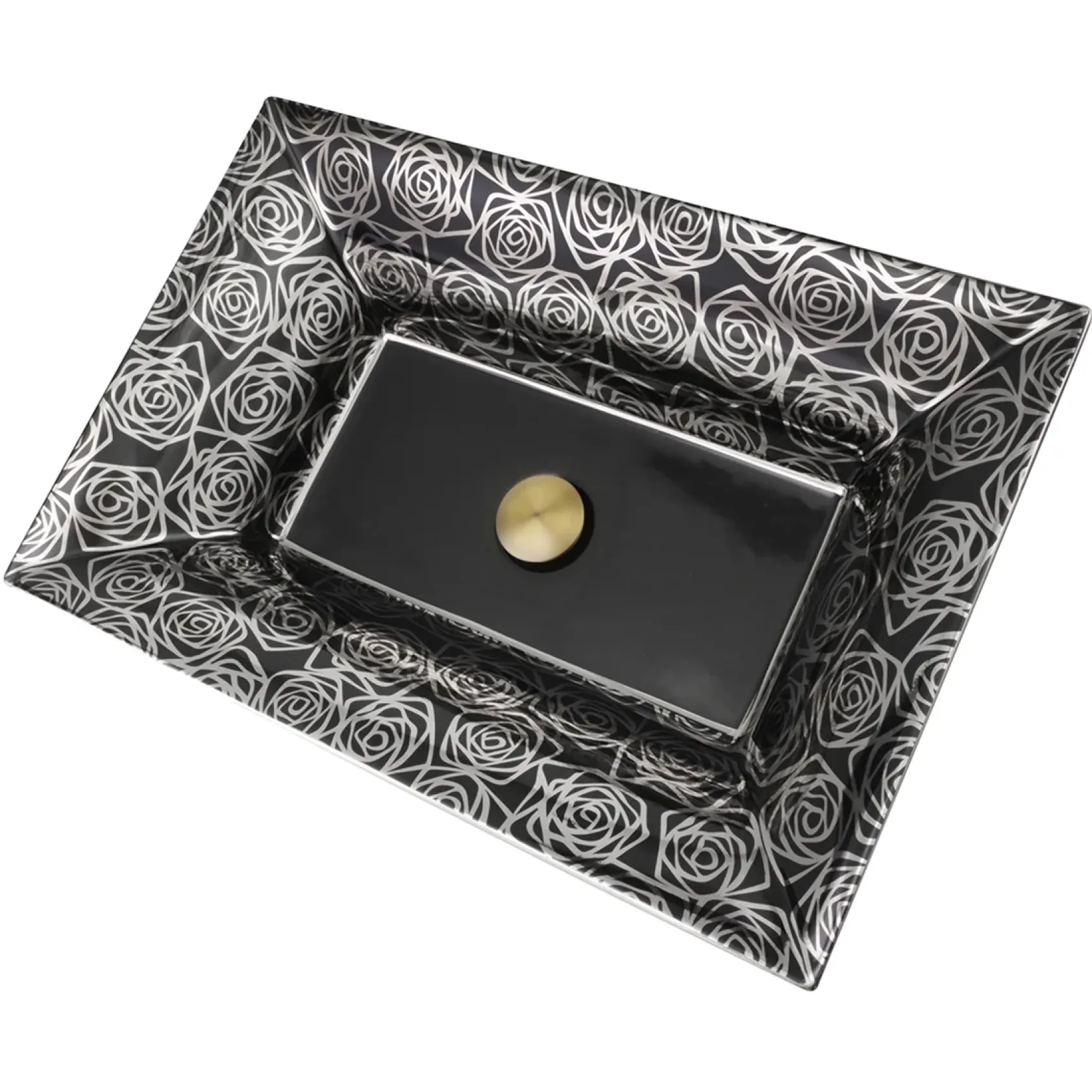 Nantucket Sinks Regatta 25" Fireclay Bathroom Vessel Sink, Black/Platinum, RC73040PR