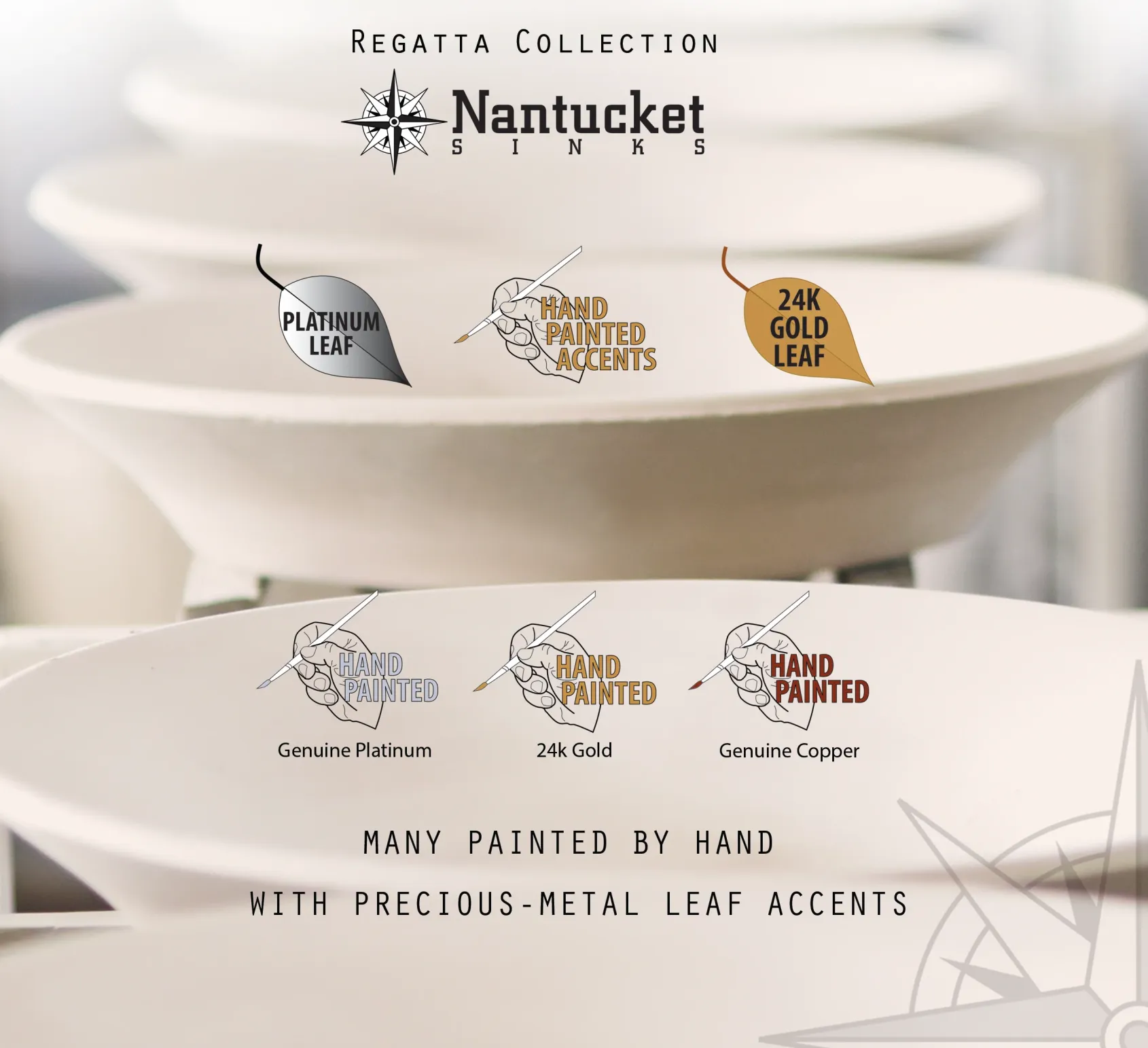 Nantucket Sinks Regatta 19" Fireclay Bathroom Sink, White/Platinum, RC78340SL