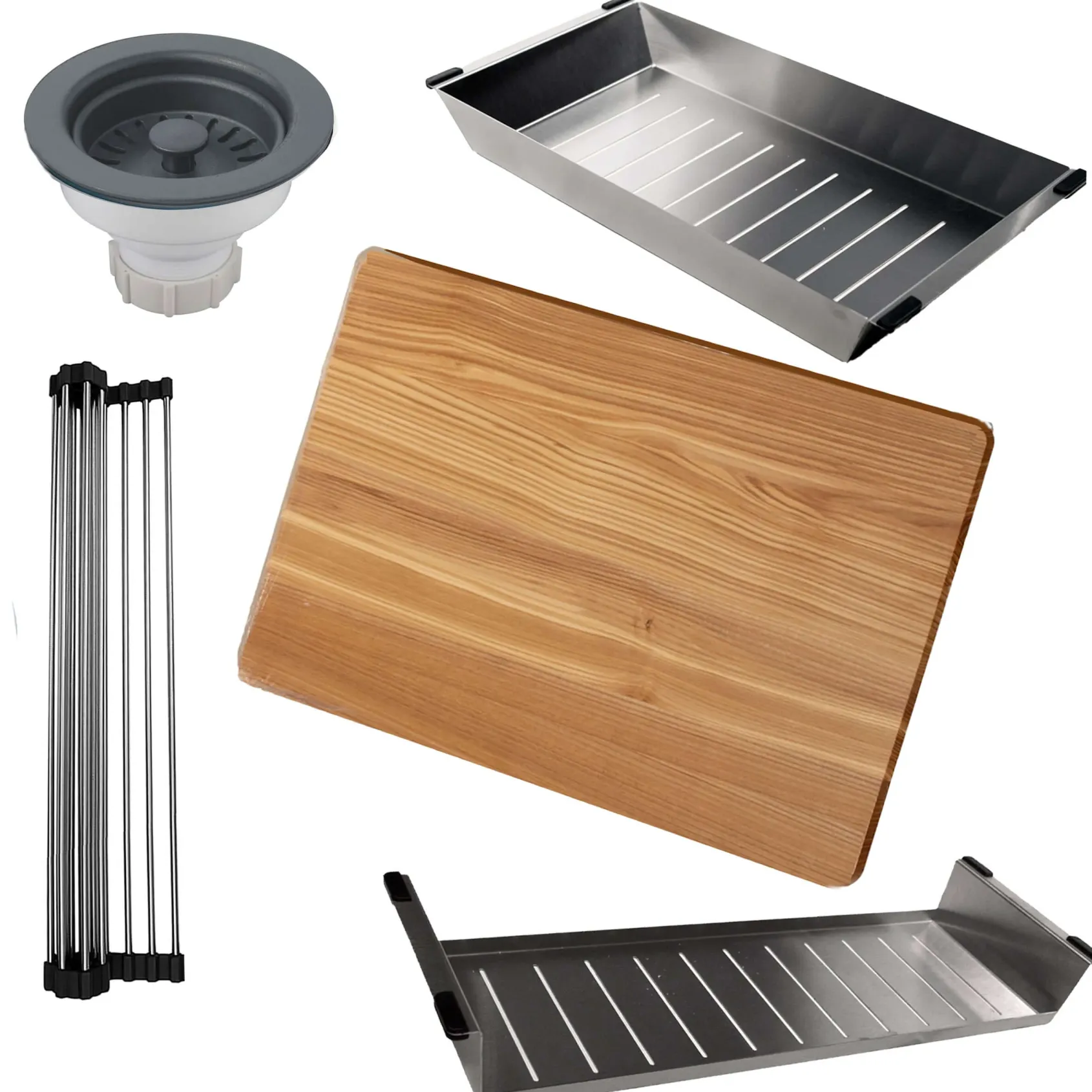 Nantucket Sinks Rockport 30" Dual Mount Granite Composite Workstation Kitchen Sink with Accessories, Titanium, PR3019PS-TI