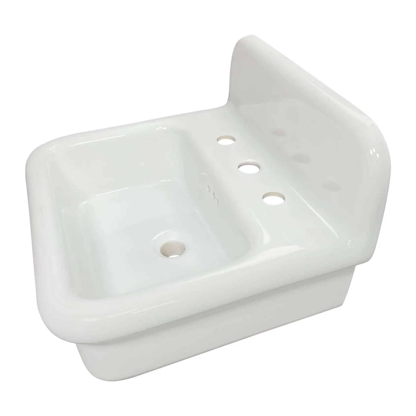 Nantucket Sinks Victorian 19.5" x 17.75" Irregular Wallmount Fireclay Bathroom Sink with Accessories, White/White, NS-VCDM20-WW