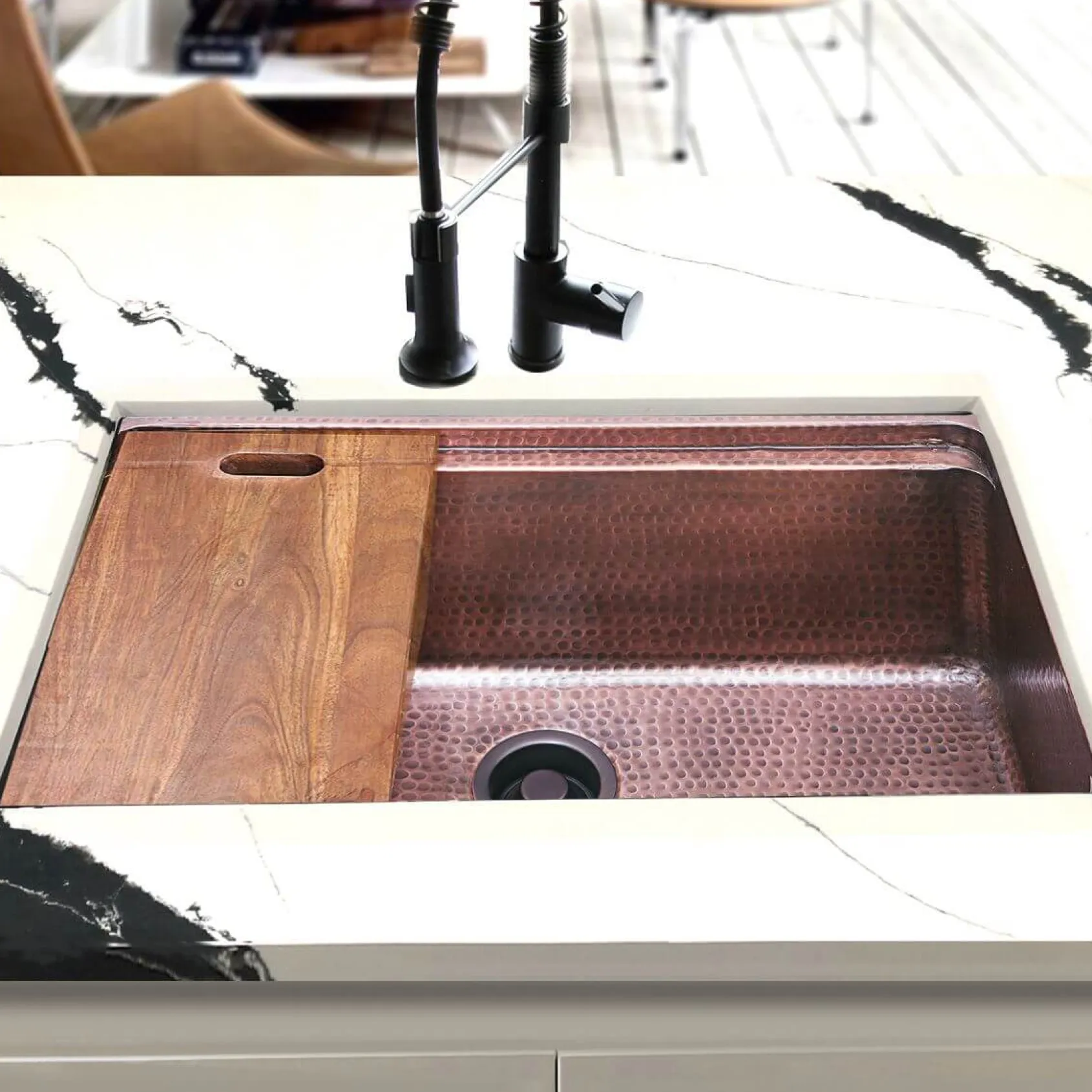 Nantucket Sinks Brightwork Home 32" Dual Mount Copper Workstation Kitchen Sink with Accessories, 16 Gauge, KCH-PS-3220