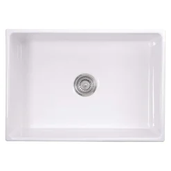 Nantucket Sinks Cape 27" Fireclay Farmhouse Sink, White, T-FCFS27