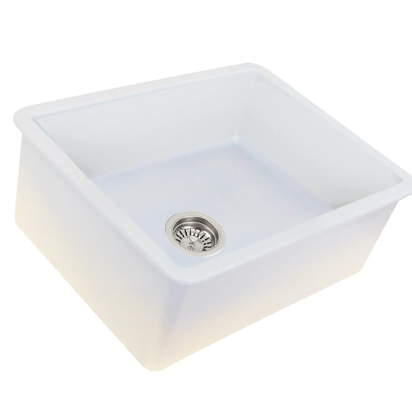 Nantucket Sinks Island 24" Dual Mount Fireclay Kitchen Sink with Accessories, White, ISFC24W-SB1