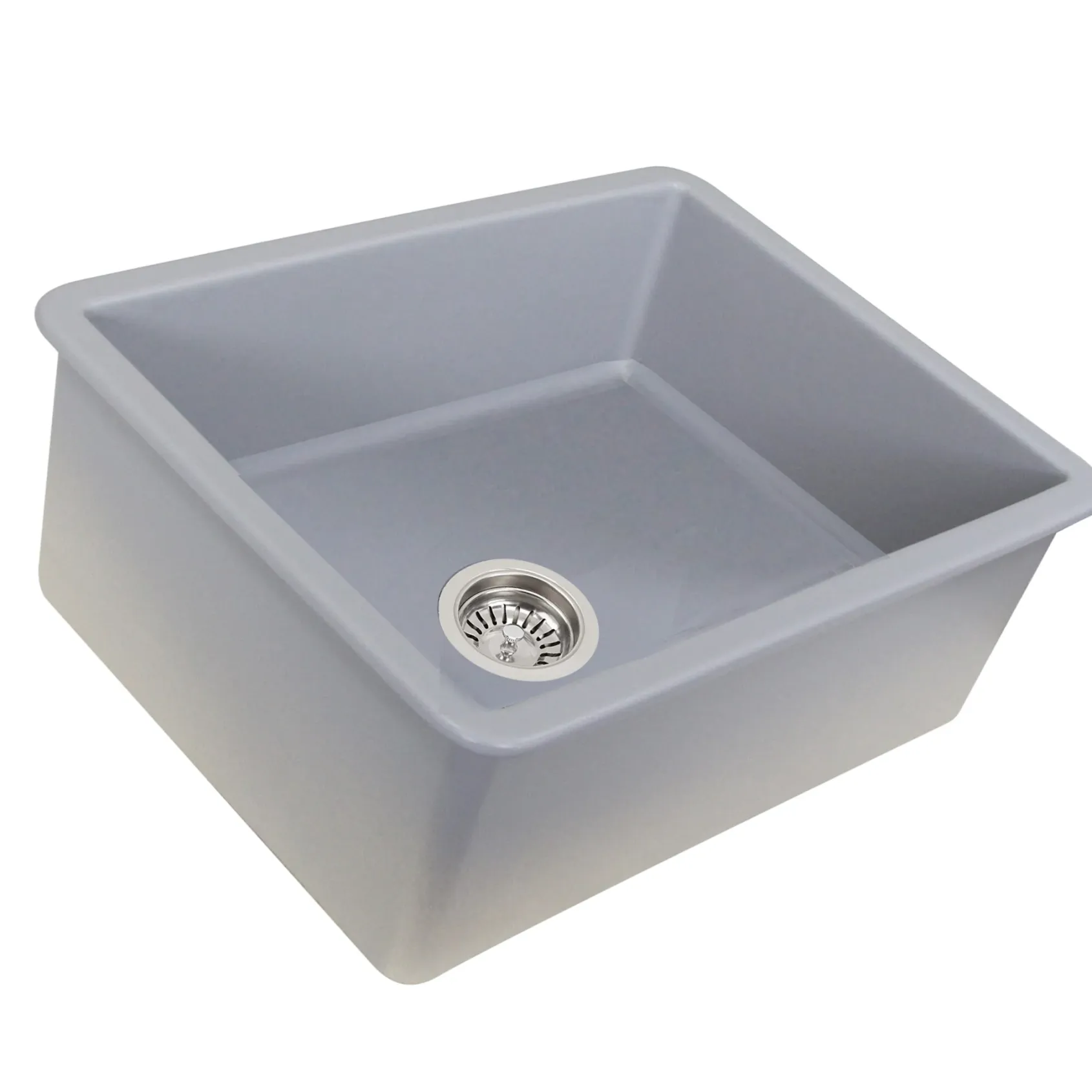 Nantucket Sinks Island 24" Dual Mount Fireclay Kitchen Sink with Accessories, Matte Grey, ISFC24GR-SB1