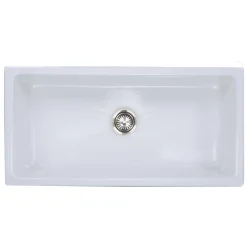 Nantucket Sinks Island 36" Fireclay Farmhouse Sink, White, ISFCW36x18SO