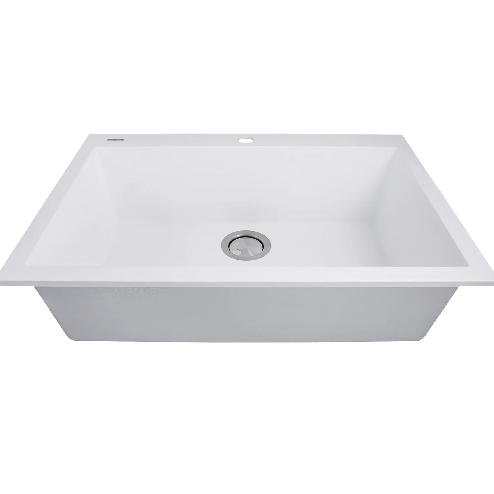 Nantucket Sinks Plymouth 27" Dual Mount Granite Composite Kitchen Sink with Accessories, White, PR2720-DM-W