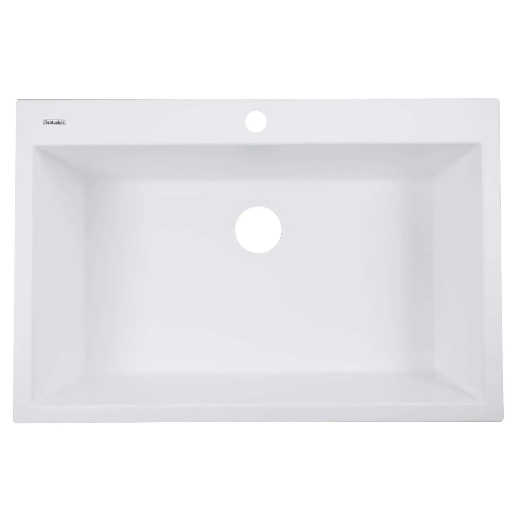 Nantucket Sinks Plymouth 33" Granite Composite Kitchen Sink, White, PR3322-DM-W