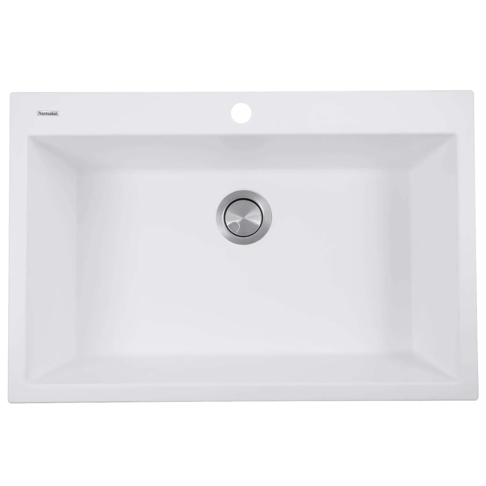 Nantucket Sinks Plymouth 33" Granite Composite Kitchen Sink, White, PR3322-DM-W