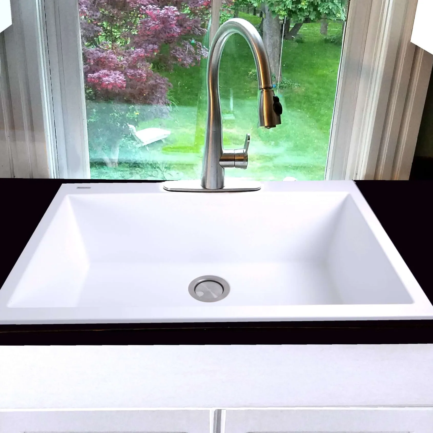Nantucket Sinks Plymouth 33" Granite Composite Kitchen Sink, White, PR3322-DM-W