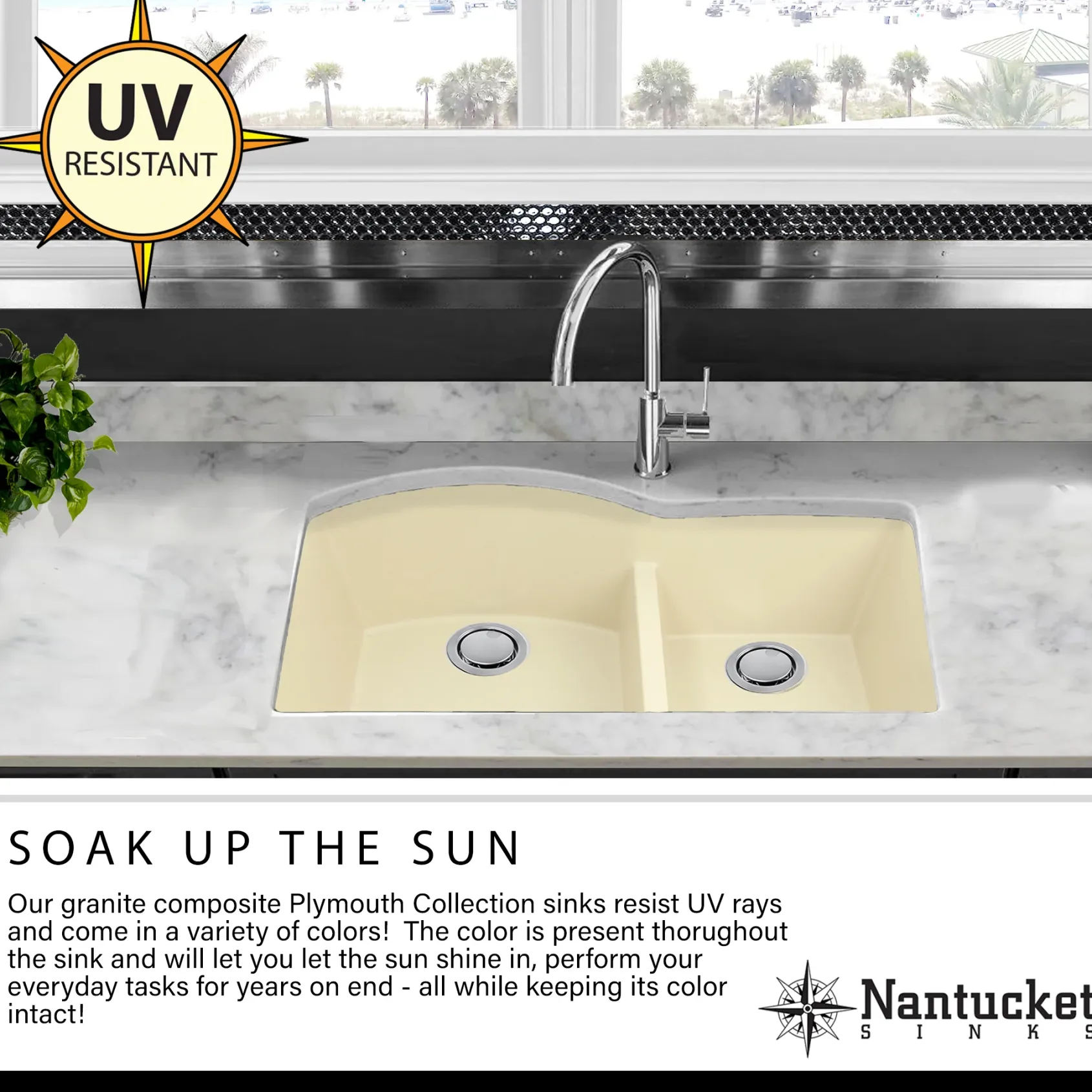 Nantucket Sinks Plymouth 24" Granite Composite Kitchen Sink, White, PR2418-W