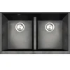 Nantucket Sinks Plymouth 33" Undermount Granite Composite Kitchen Sink, 50/50 Double Bowl, Black/metallic flecks, PR5050-LDBL