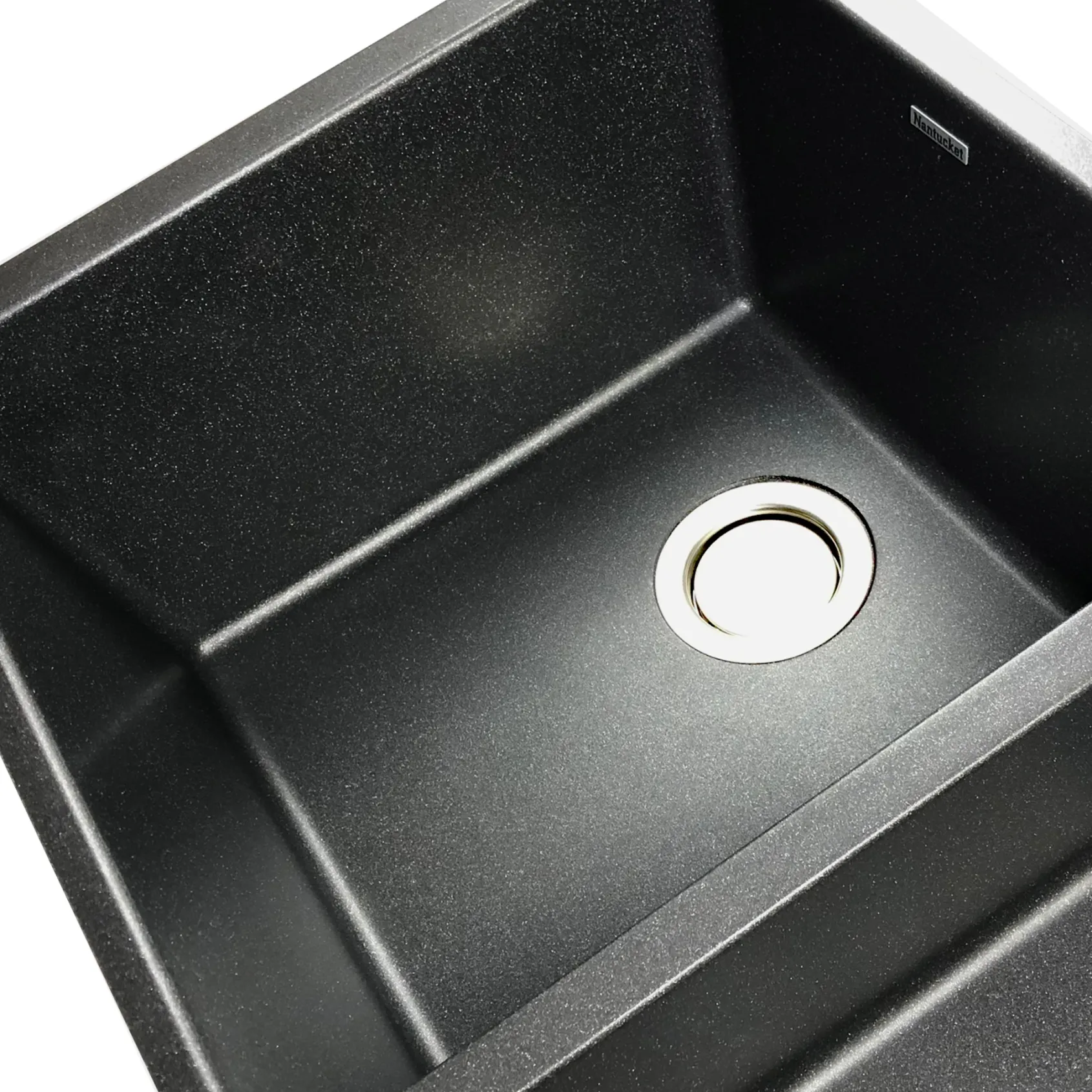 Nantucket Sinks Plymouth 33" Undermount Granite Composite Kitchen Sink, 50/50 Double Bowl, Black/metallic flecks, PR5050-LDBL