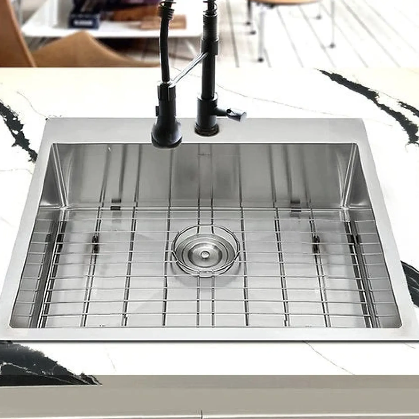 Nantucket Sinks Pro Series 25" Drop In/Topmount 304 Stainless Steel Kitchen Sink with Accessories, 16 Gauge, SR2522-16