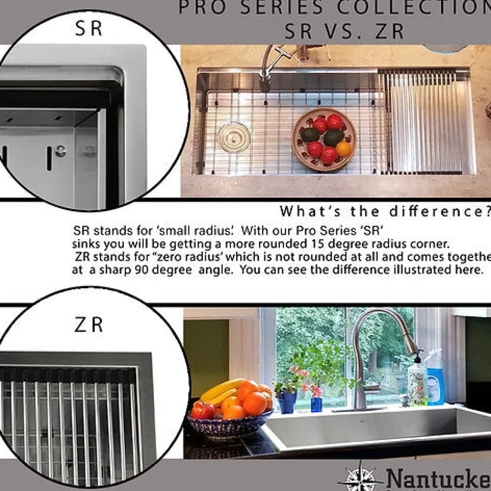 Nantucket Sinks Pro Series 25" Drop In/Topmount 304 Stainless Steel Kitchen Sink with Accessories, 16 Gauge, SR2522-16