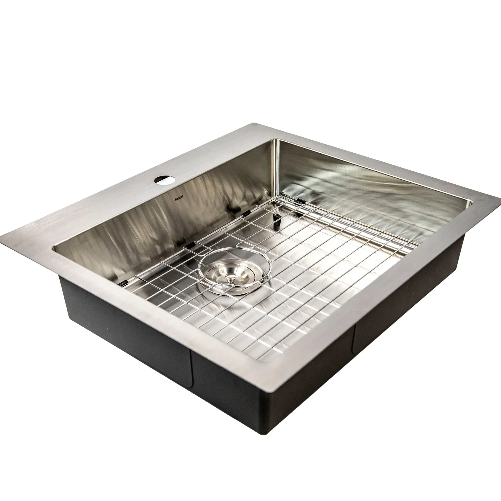 Nantucket Sinks Pro Series 25" Drop In/Topmount 304 Stainless Steel Kitchen Sink with Accessories, 16 Gauge, SR2522-5.5-16