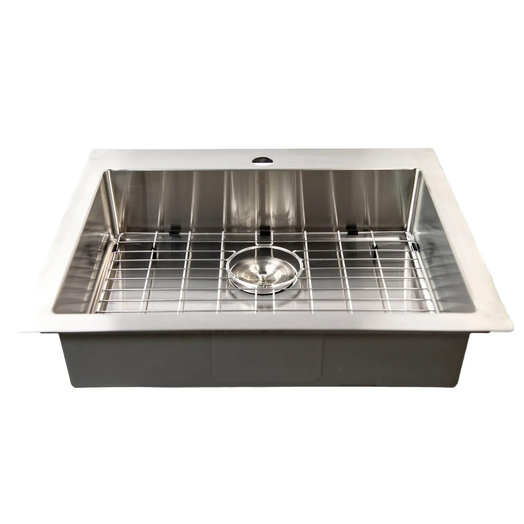 Nantucket Sinks Pro Series 25" Drop In/Topmount 304 Stainless Steel Kitchen Sink with Accessories, 16 Gauge, SR2522-5.5-16