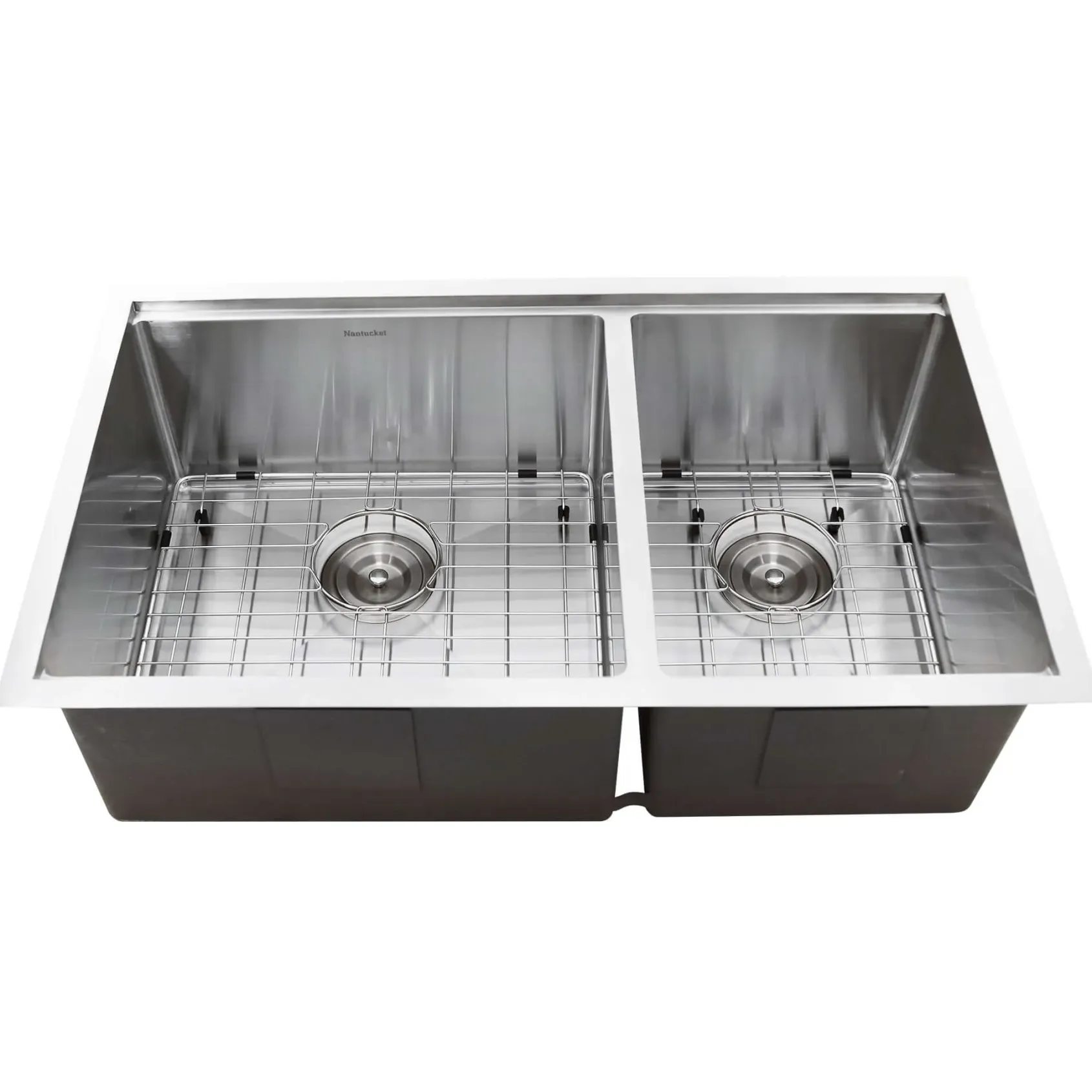 Nantucket Sinks Pro Series 32" Stainless Steel Workstation Kitchen Sink, 16 Gauge, 60/40 Double Bowl, SR-PS-3219-OS-16
