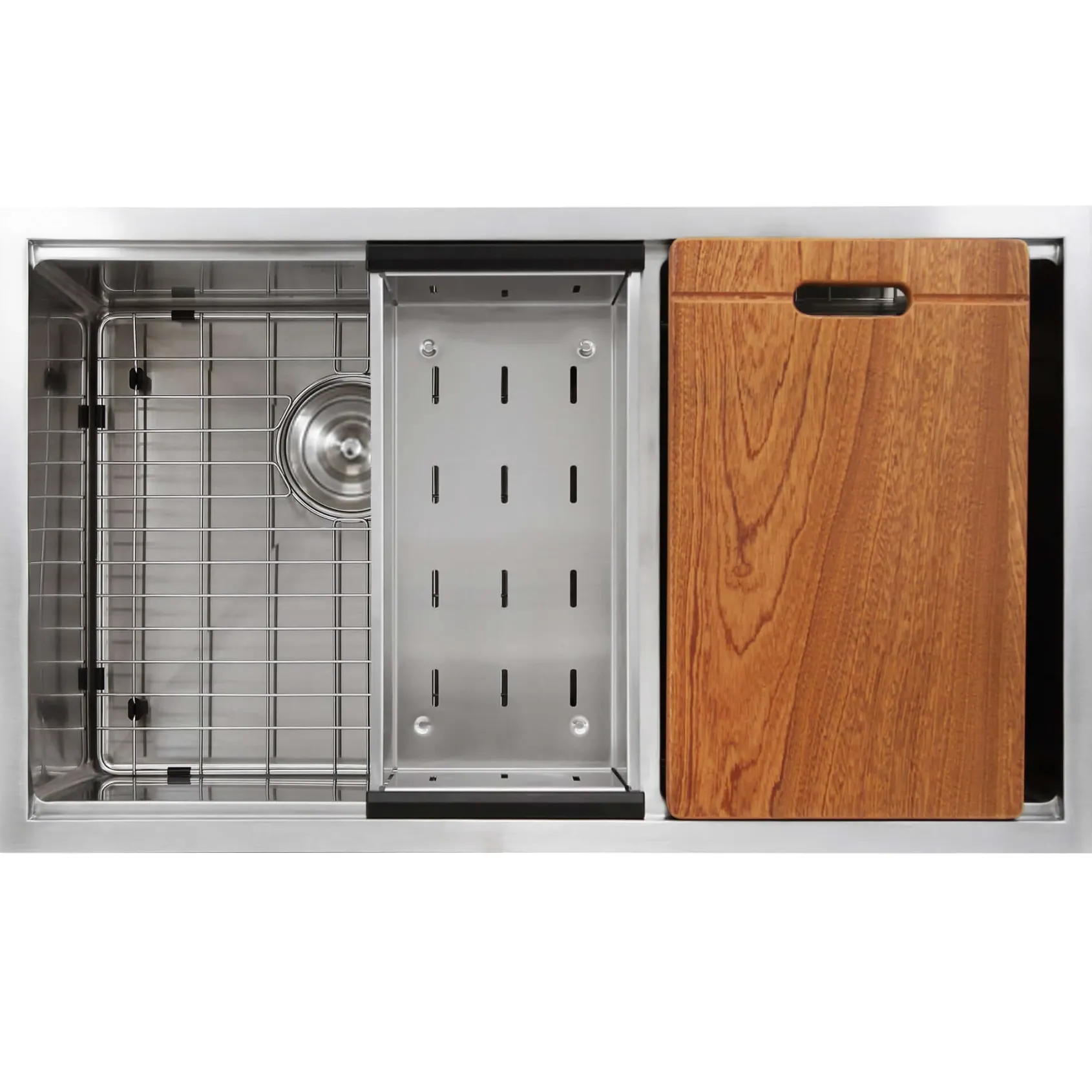 Nantucket Sinks Pro Series 32" Stainless Steel Workstation Kitchen Sink, 16 Gauge, 60/40 Double Bowl, SR-PS-3219-OS-16