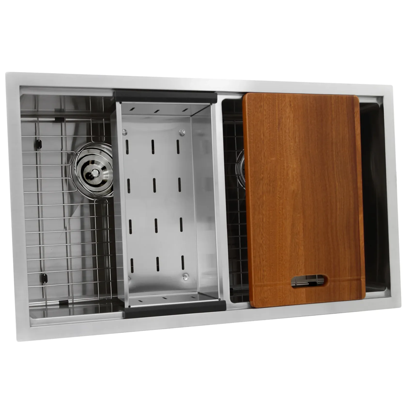 Nantucket Sinks Pro Series 32" Stainless Steel Workstation Kitchen Sink, 16 Gauge, 50/50 Double Bowl, SR-PS-3219-DE-16