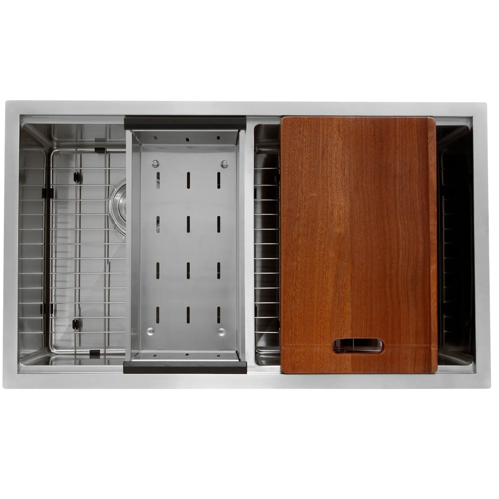 Nantucket Sinks Pro Series 32" Stainless Steel Workstation Kitchen Sink, 16 Gauge, 50/50 Double Bowl, SR-PS-3219-DE-16