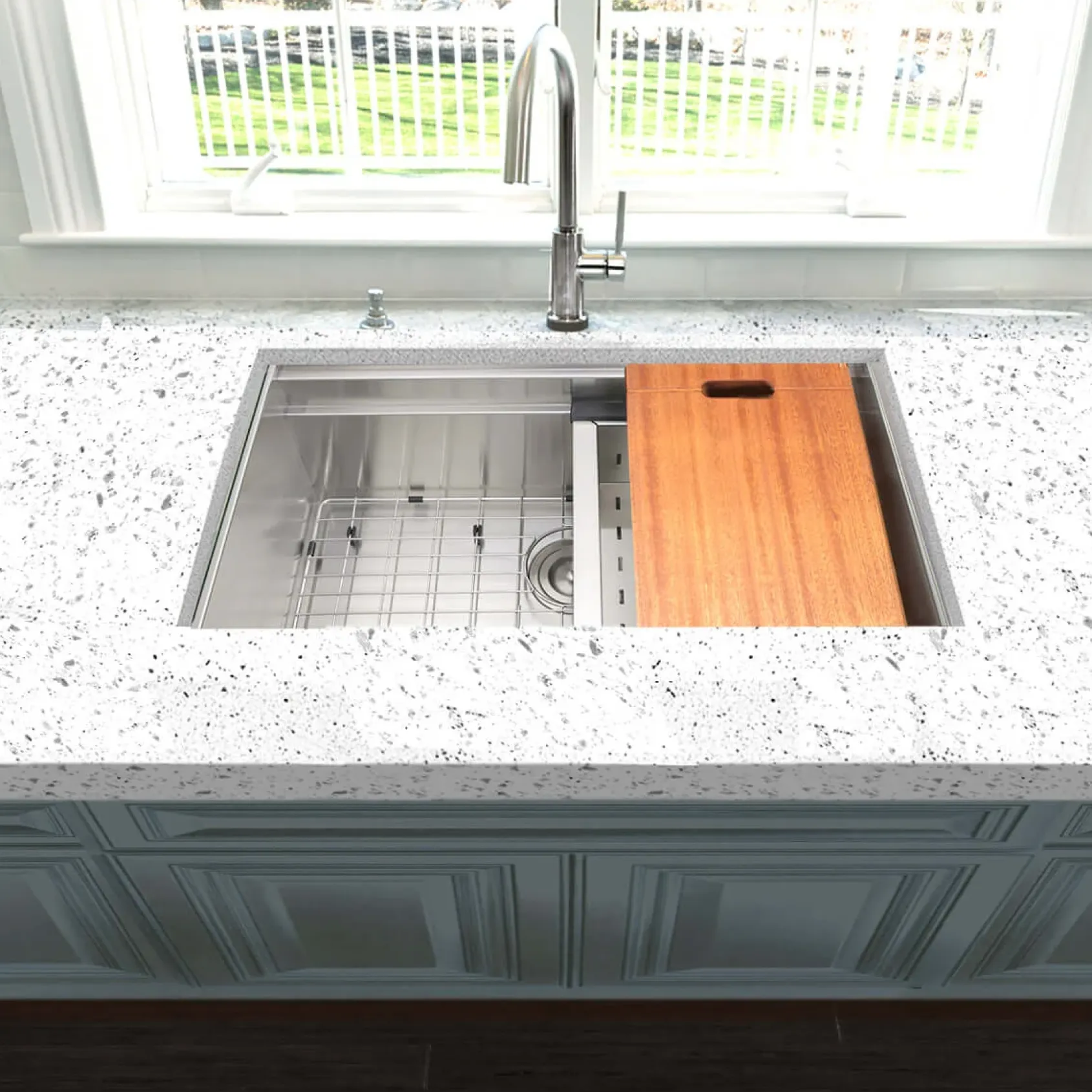 Nantucket Sinks Pro Series 30" Undermount 304 Stainless Steel Workstation Kitchen Sink with Accessories, ZR-PS-3018-16