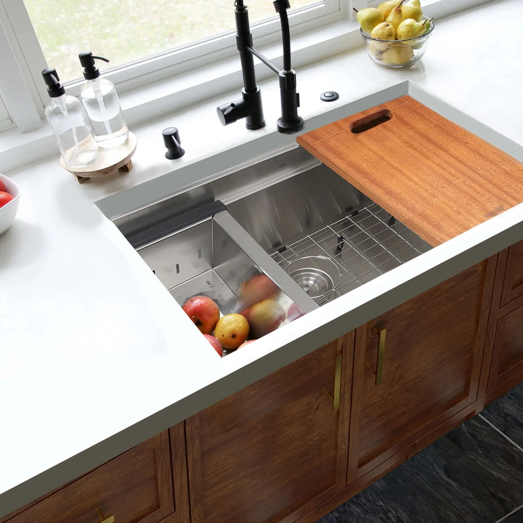 Nantucket Sinks Pro Series 30" Undermount 304 Stainless Steel Workstation Kitchen Sink with Accessories, ZR-PS-3018-16