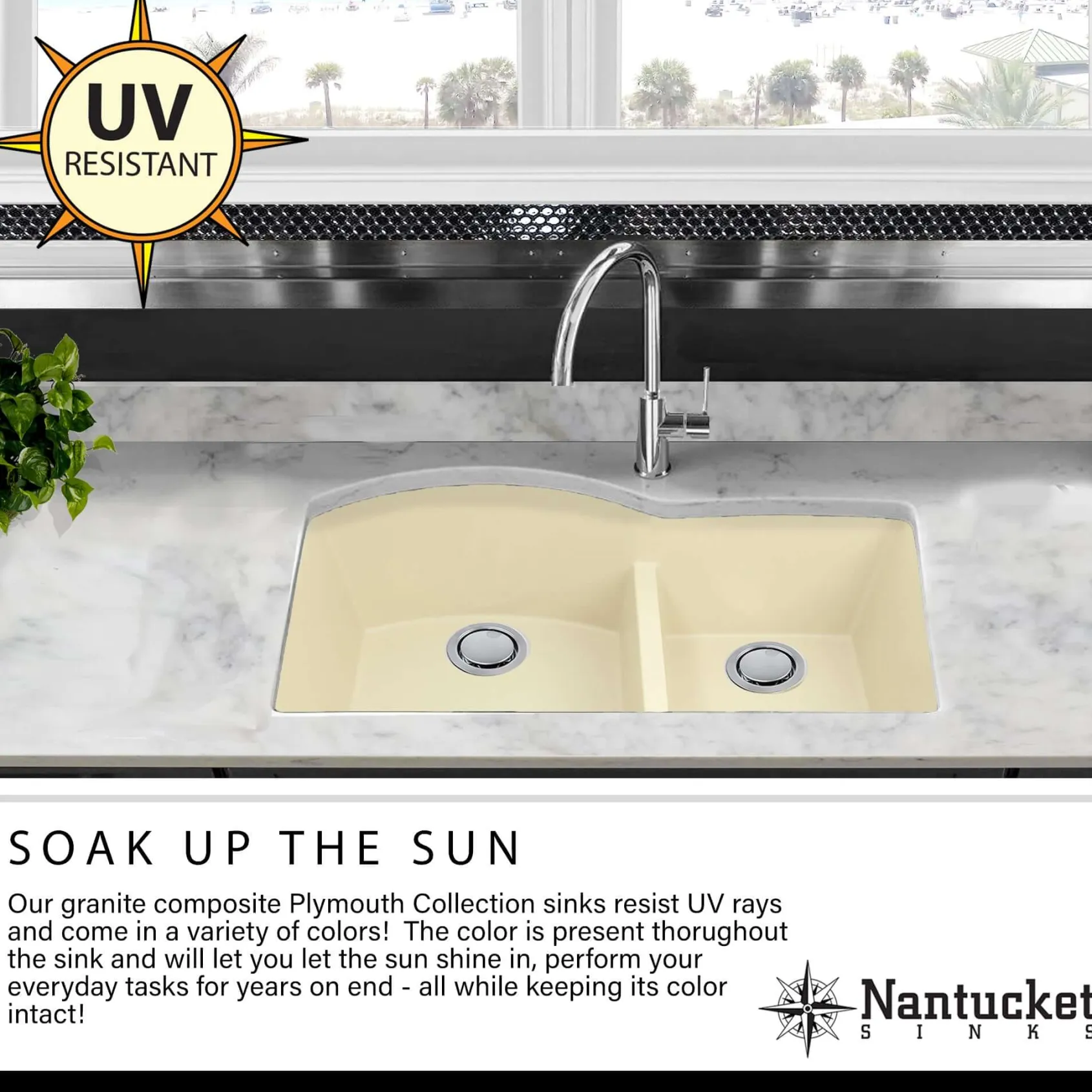 Nantucket Sinks Rockport 22" Dual Mount Granite Composite Workstation Kitchen Sink with Accessories, White, PR2219PS-W