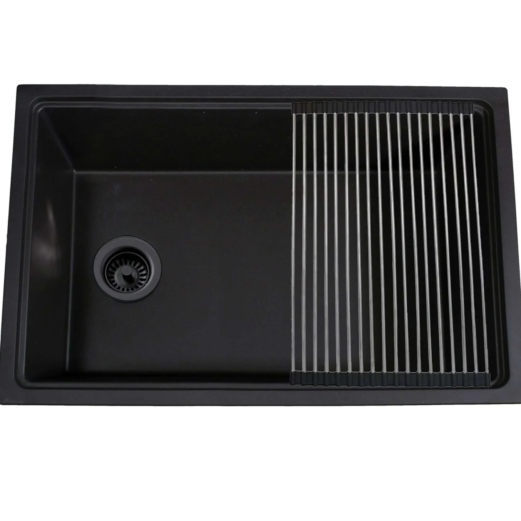 Nantucket Sinks Rockport 30" Dual Mount Granite Composite Workstation Kitchen Sink with Accessories, Black, PR3019PS-BL