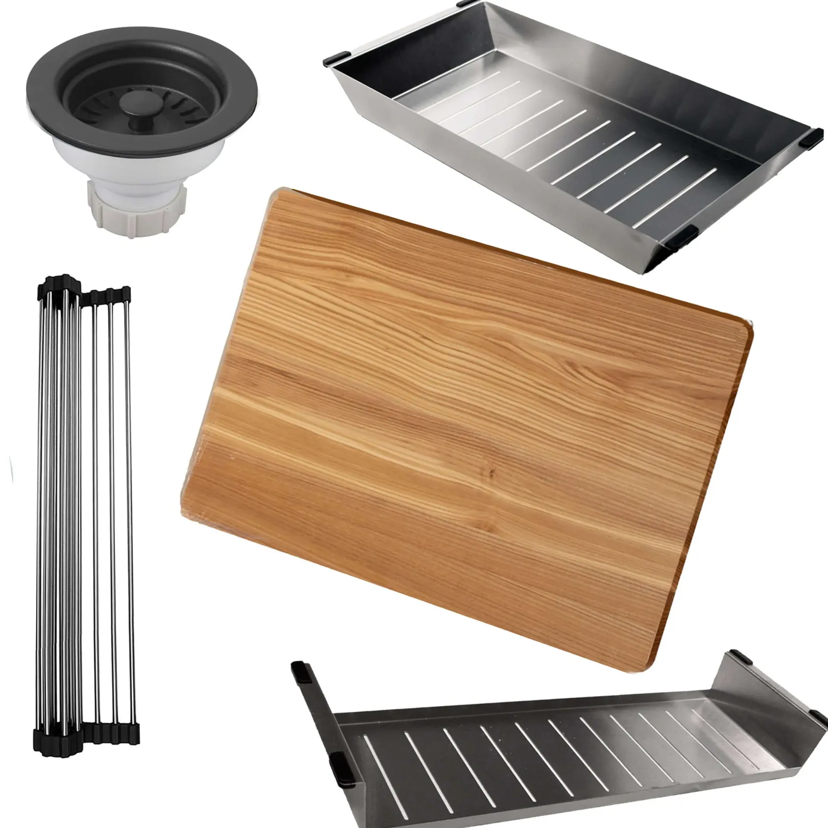 Nantucket Sinks Rockport 30" Dual Mount Granite Composite Workstation Kitchen Sink with Accessories, Black, PR3019PS-BL