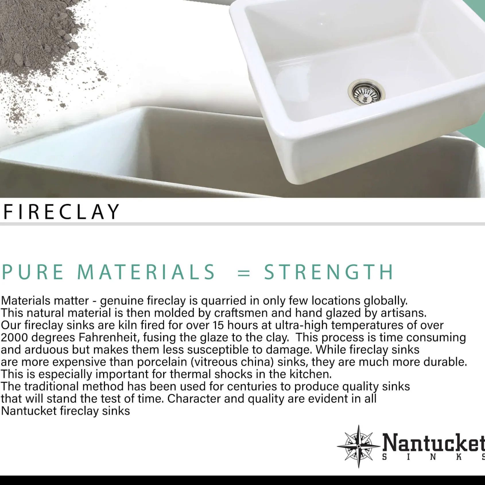Nantucket Sinks Vineyard 33" Fireclay Farmhouse Sink, Light Green, FCFS3320S-ShabbyGreen