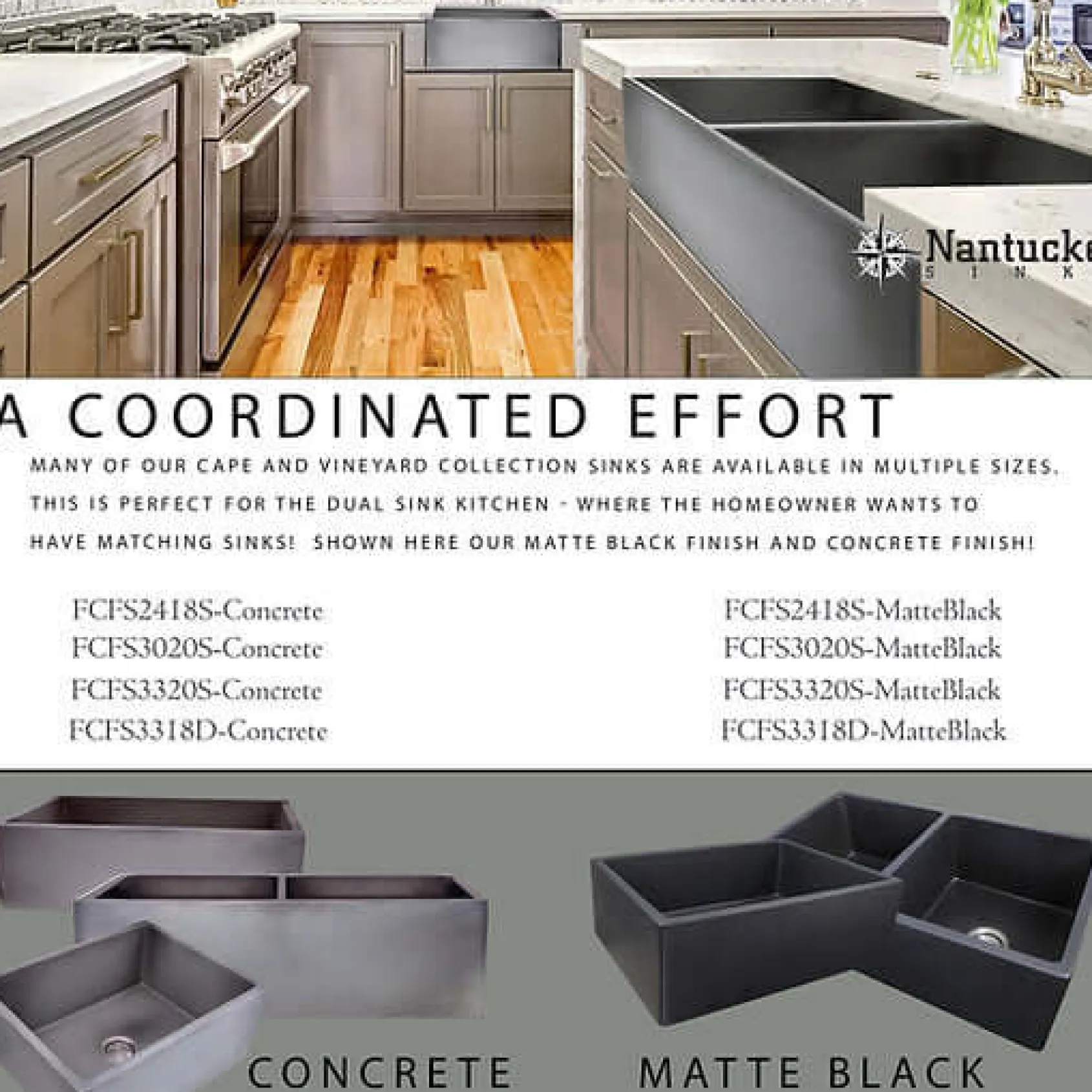 Nantucket Sinks Vineyard 23" Fireclay Farmhouse Sink, Matte Black, FCFS2418S-MatteBlack