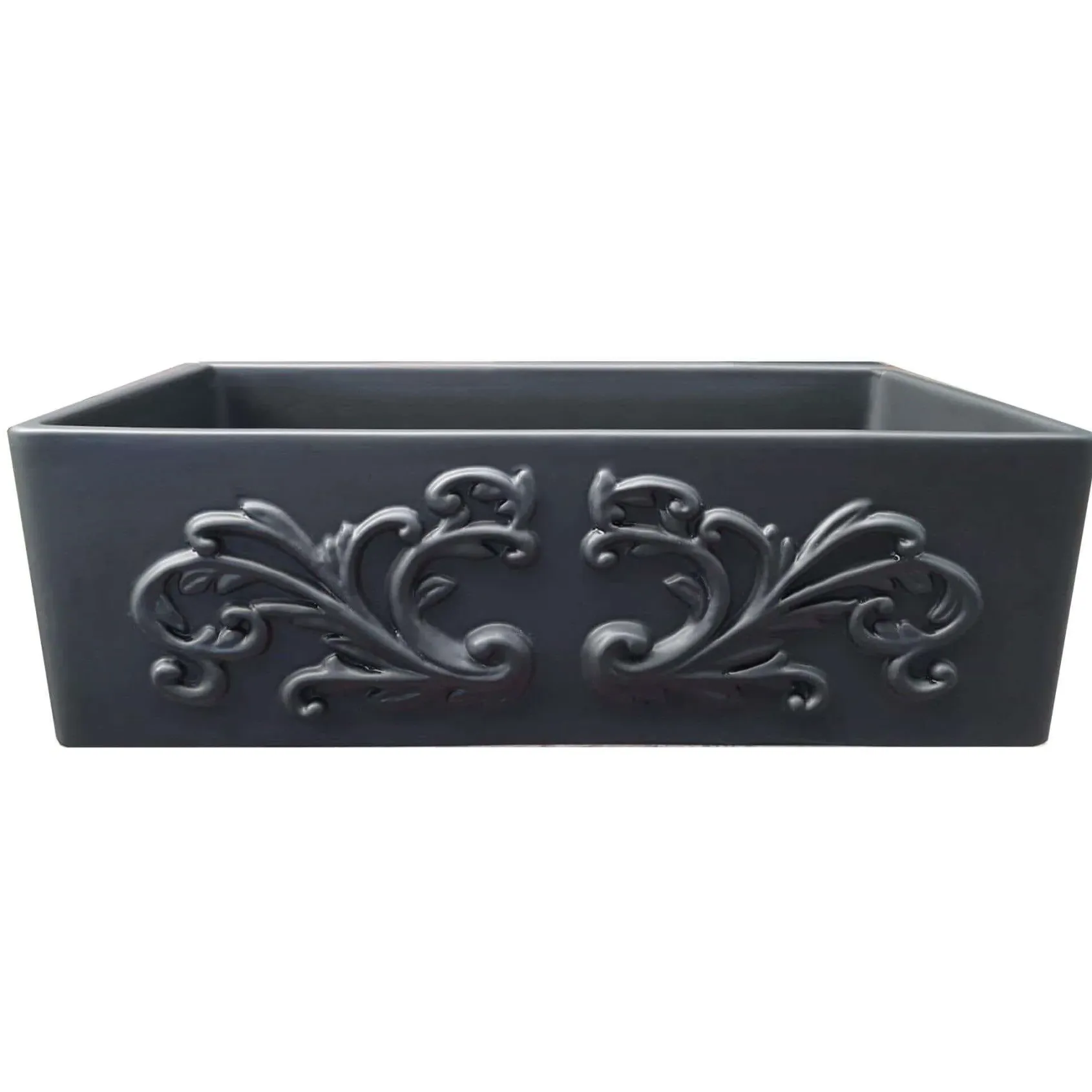 Nantucket Sinks Vineyard 33" Fireclay Farmhouse Sink, Matte Black, FCFS3320S-FiligreeMBL