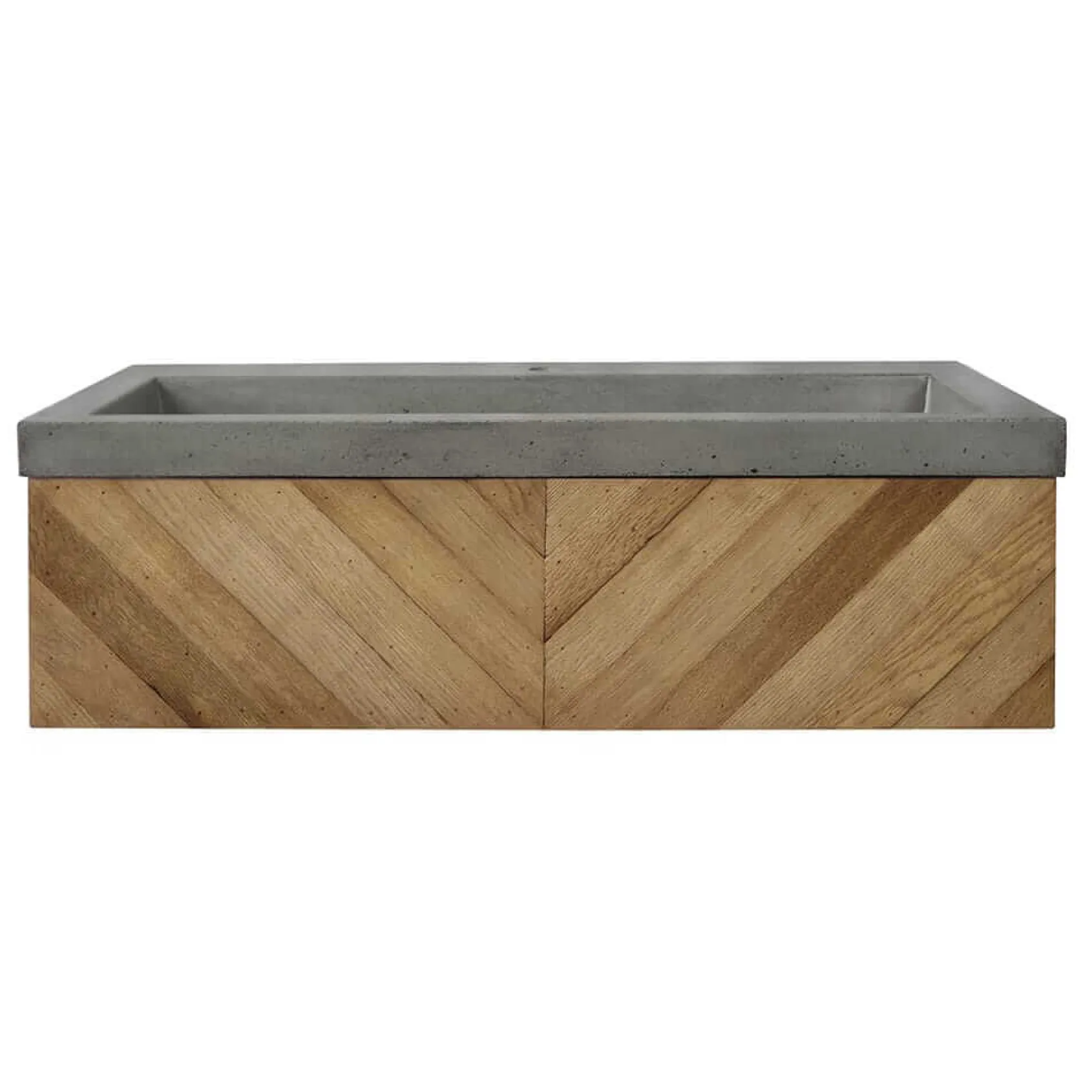 Native Trails 36" Chardonnay Floating Vanity with NativeStone Trough in Ash, VNW191-NSL3619-A