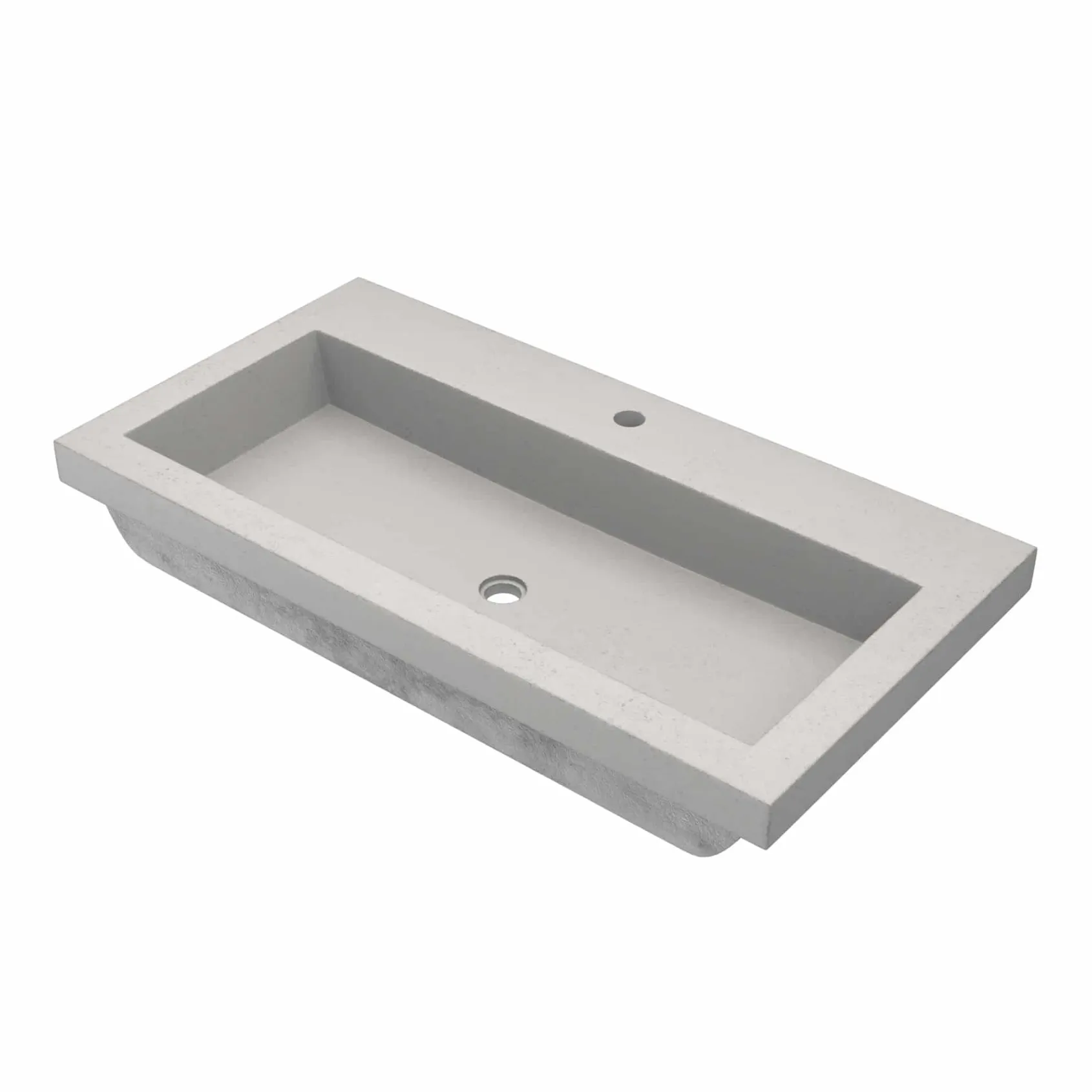 Native Trails 36" Chardonnay Floating Vanity with NativeStone Trough in Ash, VNW191-NSL3619-A