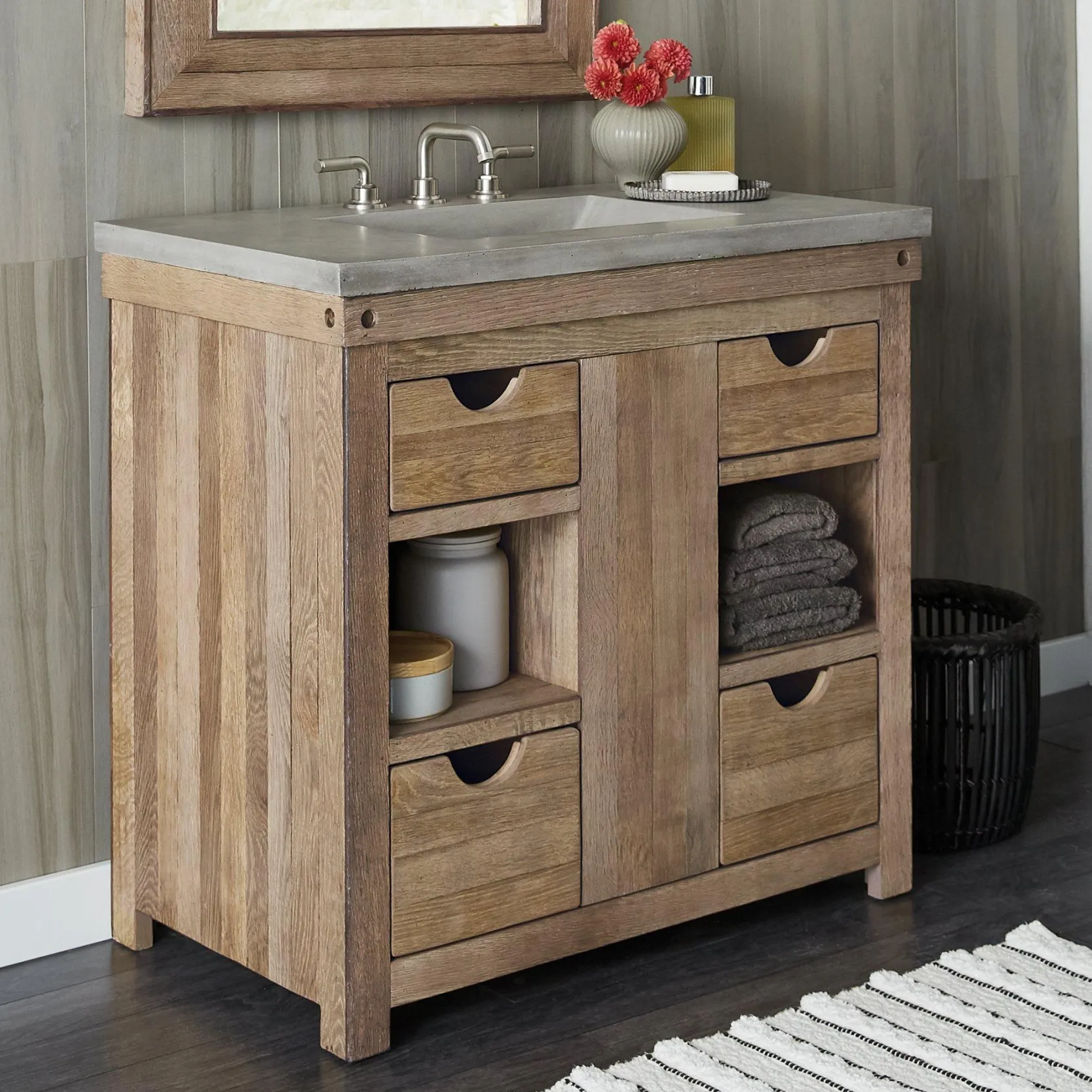 Native Trails 36" NativeStone Palomar Vanity Top with Integral Sink in Ash - Single Faucet Cutout, NSVNT36-A1