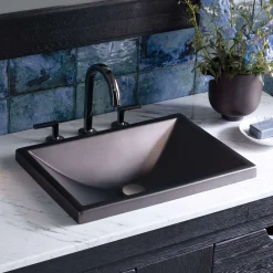 Native Trails Amara 20" x 14" Rectangle Fireclay Bathroom Sink, Gunmetal, PML2014-M