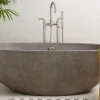 Native Trails Avalon 62" Freestanding NativeStone Concrete Bathtub in Ash, NST6236-A