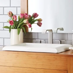 Native Trails Montecito 22" Rectangle NativeStone Concrete Bathroom Sink, Pearl, NSL2216-P