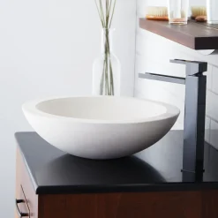 Native Trails Morro 17" Round NativeStone Concrete Bathroom Sink, Pearl, NSL1705-P